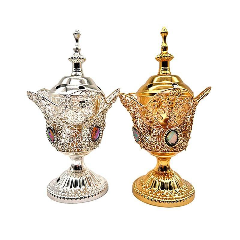 Brûleur d'encens du moyen-orient enfichable, brûleur de bois de santal domestique d'église, brûleur d'encens d'intérieur en métal,