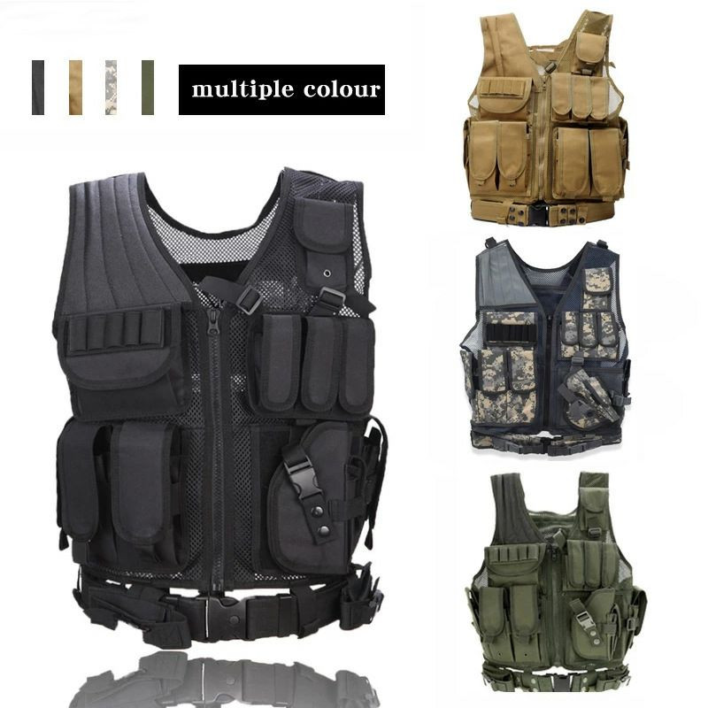 Gilet tactique Multifonction en maille respirante  Anti-stage, Anti-étouffement Costume Mesh Souffable Viette d'été Military Field Cs Outdoor Anti-D Clothing Protection
