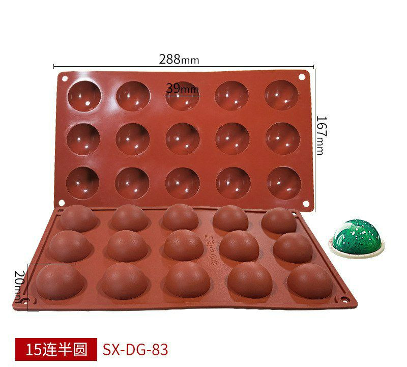 Moule de silicone à gâteau de mousse semi-circulaire  Moule de chocolat  à 15 connectés