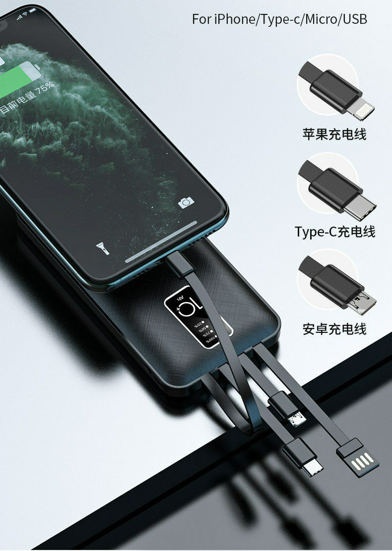 Batterie de secours (power bank). Elle se distingue par son design multifonctionnel et son grand écran numérique indiquant le pourcentage de batterie restant