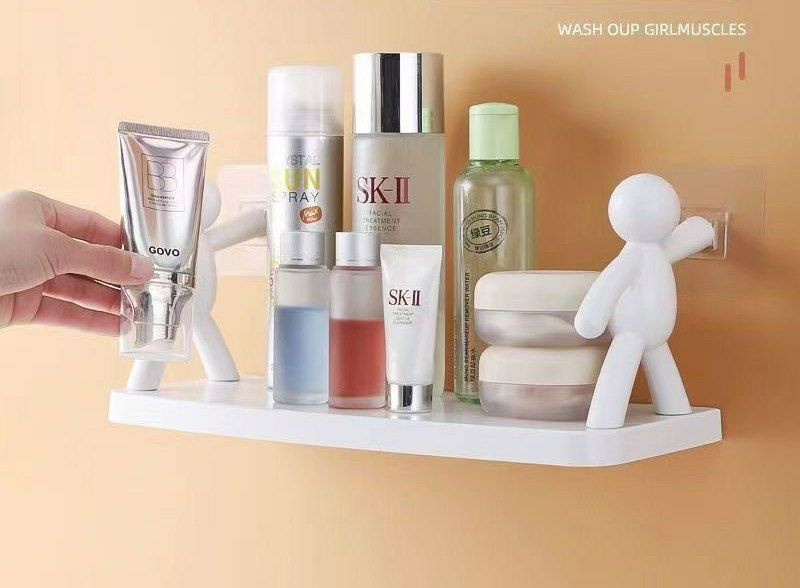 Etagère de rangement de stockage mural, accessoire salle de bains sans punch, rangement de stockage de la salle de bain