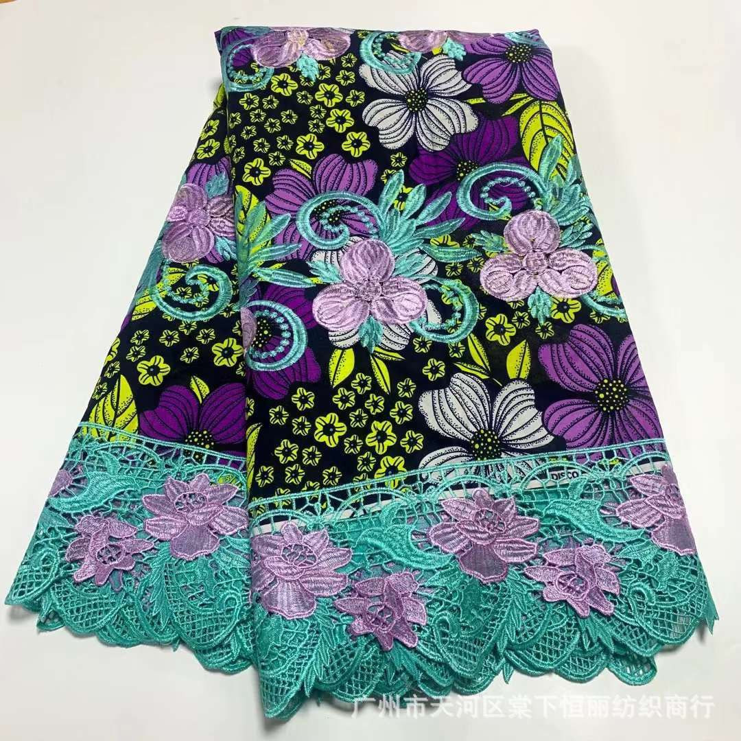 Tissu de dentelle de broderie de cire africaine de coton de mode en gros