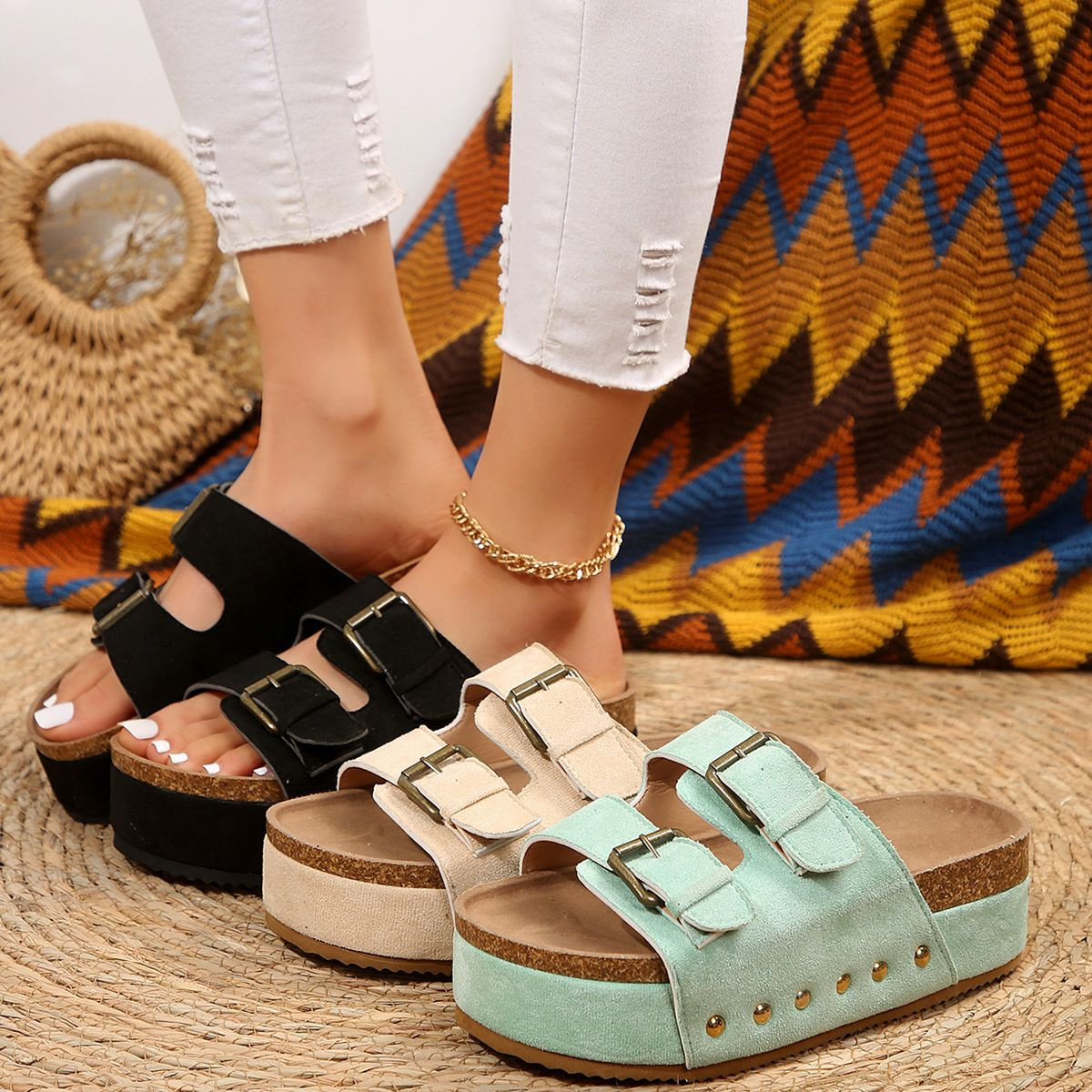 Trade étranger Sandales de rivet Birken de grande taille Printemps et d'été Nouveaux boucles de plage pour femmes