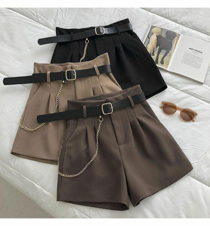 Short de combinaison en laine pour femme, décontracté, confortable, élégant, avec ceinture, Slim, jambes larges, ligne a, nouvelle collection automne hiver de taille haute