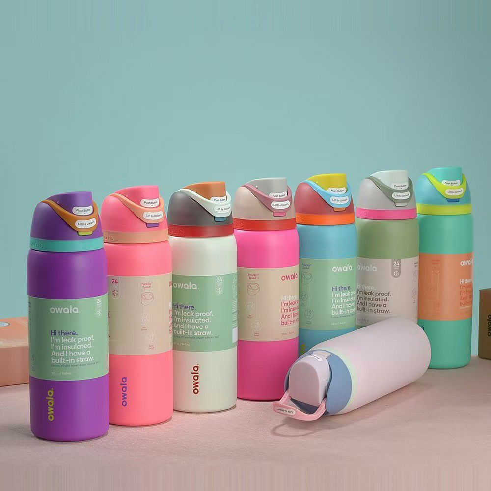 Owala thermos bouteille d'eau isotherme en acier inoxydable avec ouverture FreeSip et couvercle à bouton-poussoir