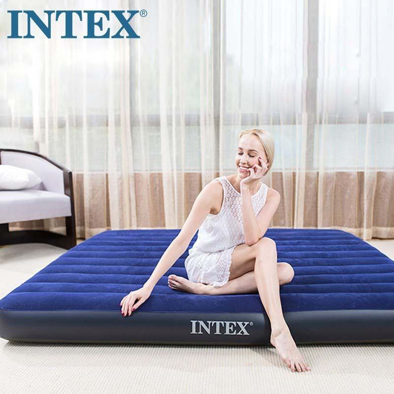 INTEX matelas ou lit pneumatique ménage double épaissi lit simple extérieur portable pause déjeuner lit pneumatique pliant lit pneumatique