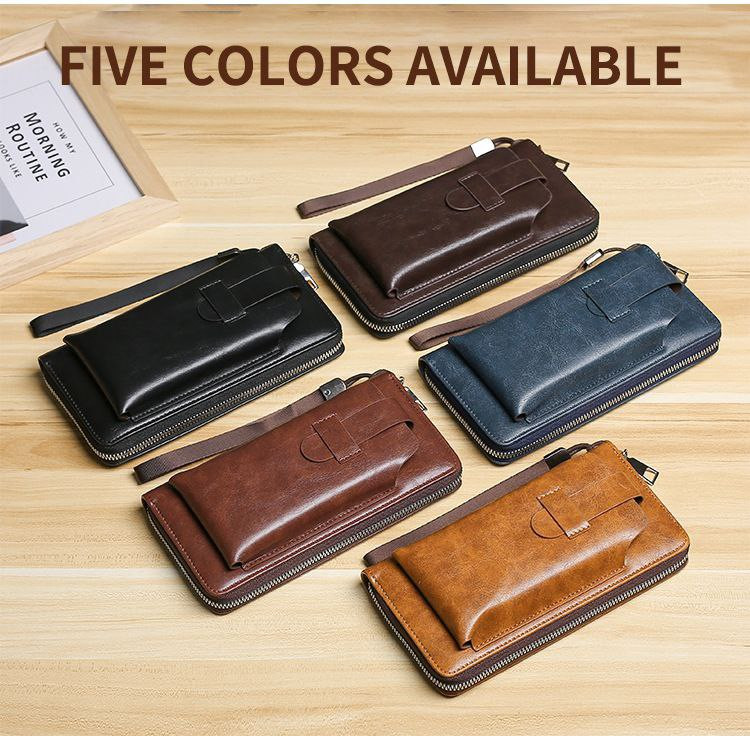 Nouveau portefeuille long transfrontalier pour hommes, style coréen, sac pour téléphone portable à fermeture éclair pour jeunes hommes, portefeuille à fermeture éclair à la mode avec fentes multicarte